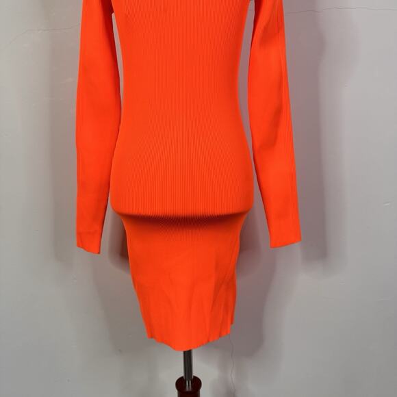 Christopher Kane SS20 Neon Orange Crystal Neck Knit Mini Dress NWT Size 40 - Picture 8 of 13